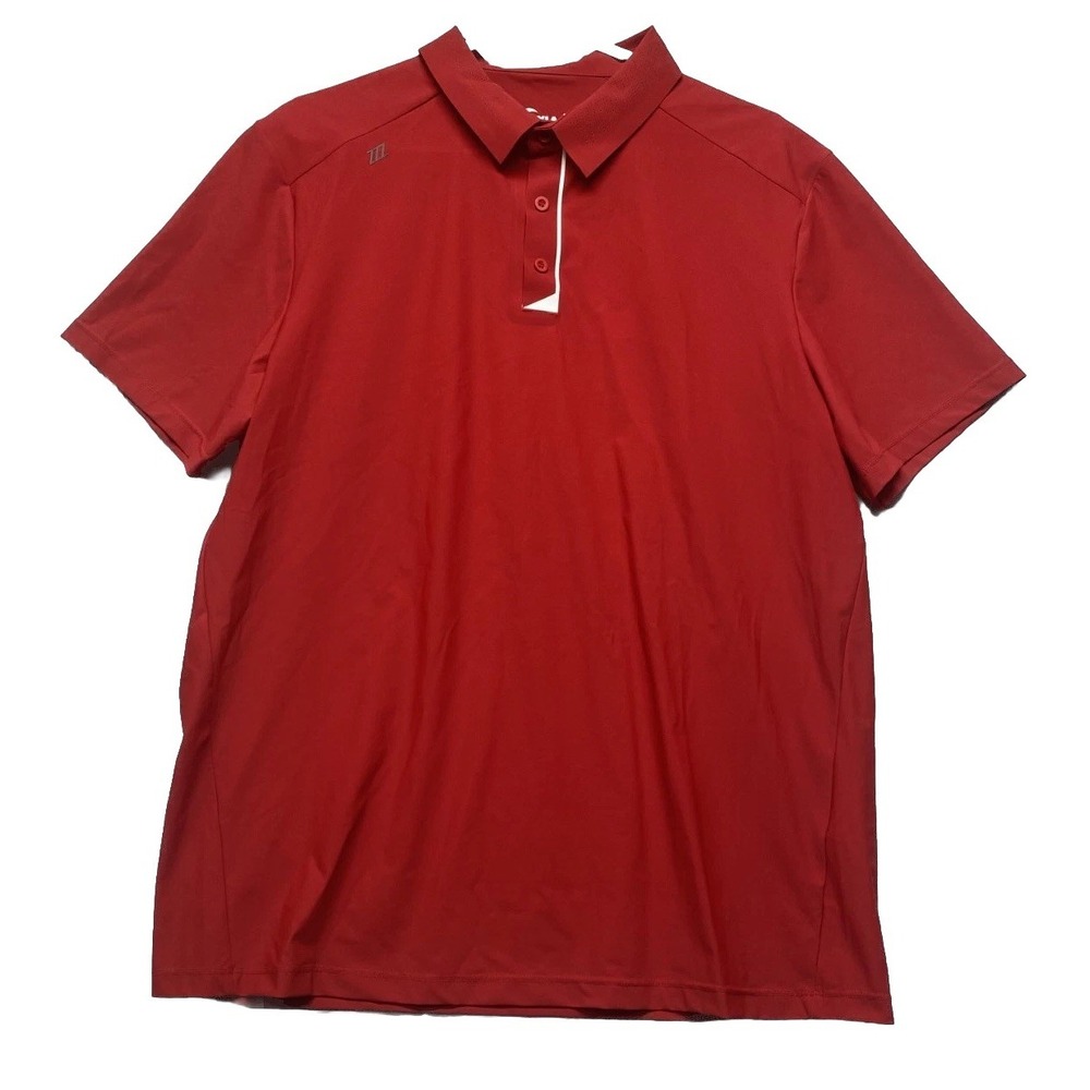 Zyia Active Polo Shirt Mens XL Red Nylon Stretch Ventilation Collar Golf Tennis